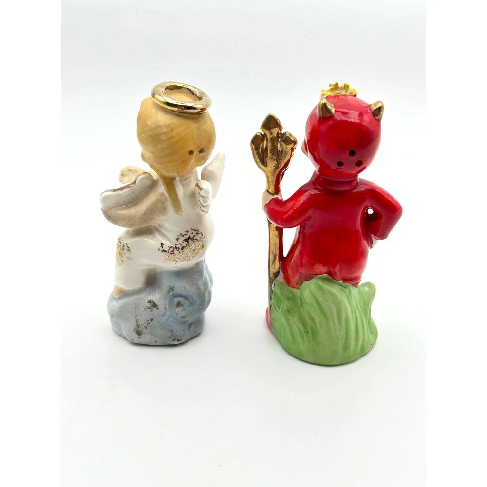 Vintage Angel and Devil Salt and Pepper Shakers Artmark Japan 1950s Kitsch
